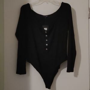 Black off the shoulder bodysuit